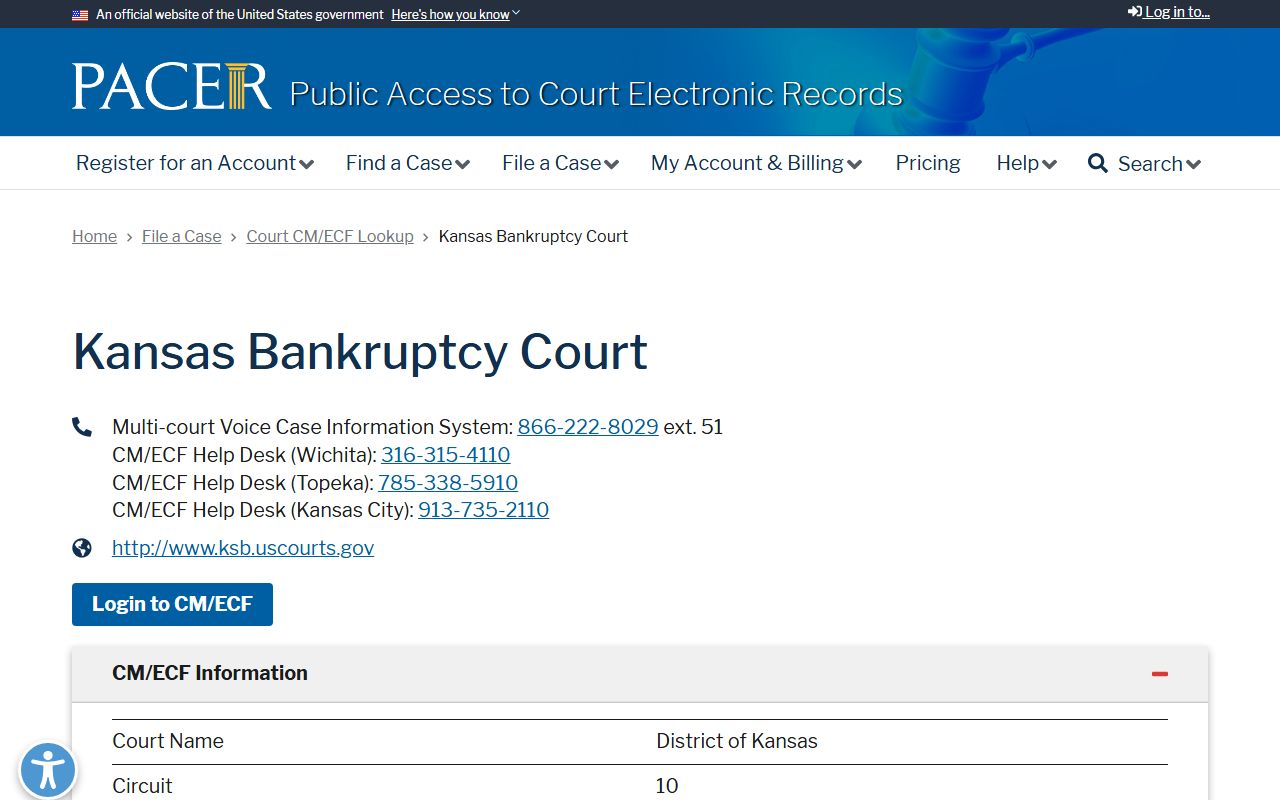 Hodgeman County District Court PACER CM/ECF Kansas Bankruptcy Court lookup