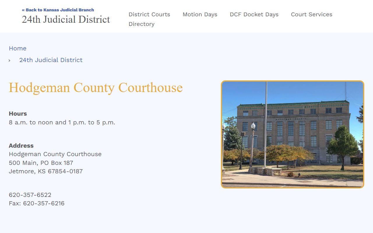 Hodgeman County court records Kansas Judicial Branch courthouse page