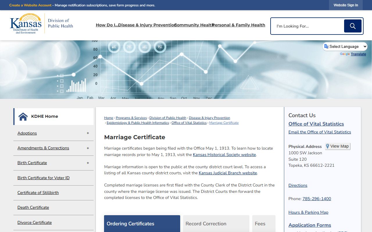 Hodgeman County marriage records KDHE marriage certificate ordering